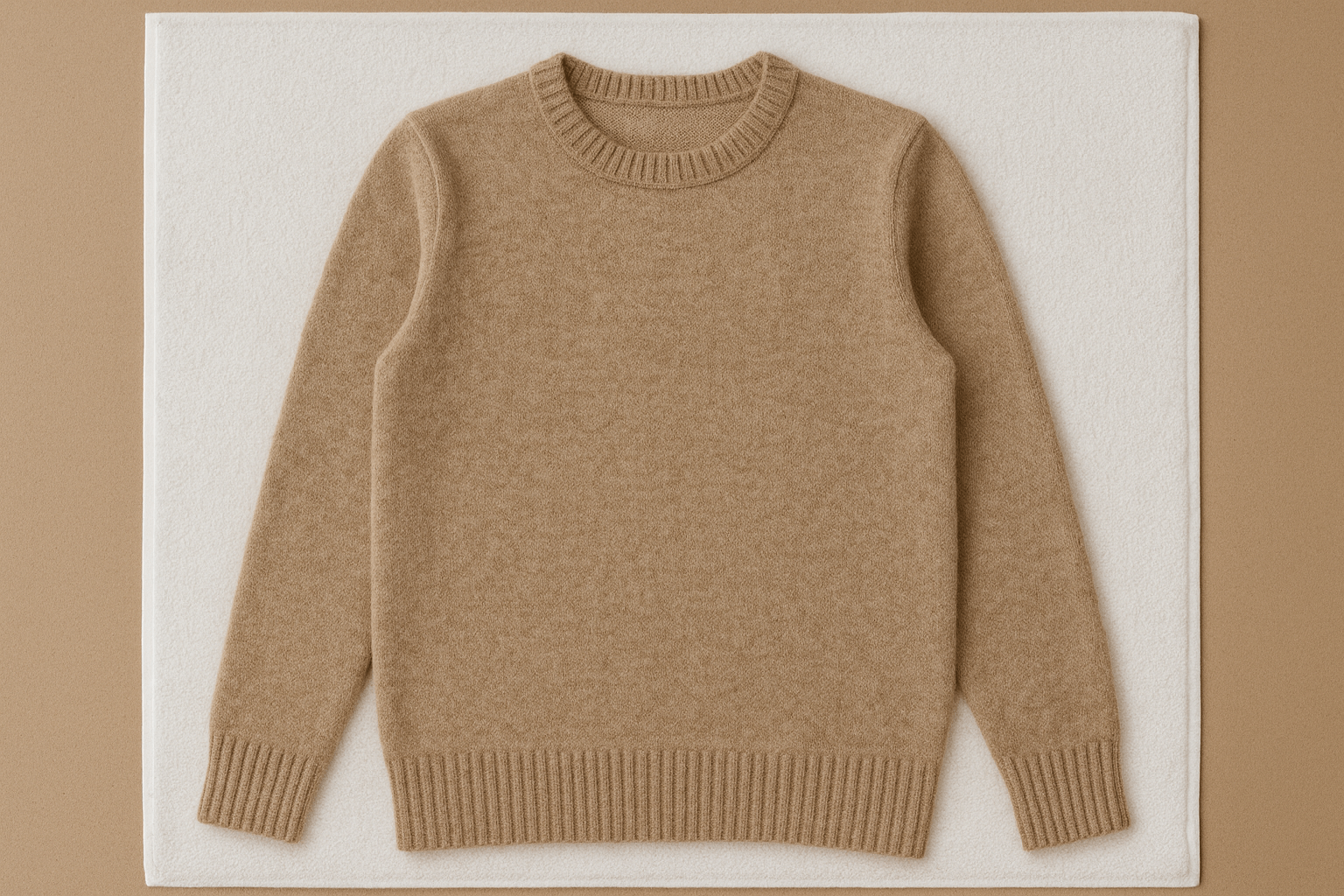 a perfectly flat-dried wool jumper on a towel